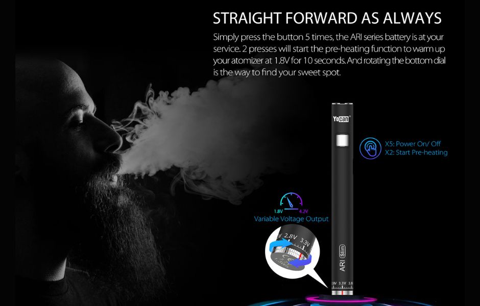 10 Yocan ARI 510 Cart Pen (ARI Basic, ARI+ Plus, ARI Slim, ARI Mini) On Mind Vapes Easy to Use