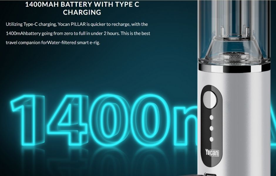 11 Yocan Pillar Mini e-Rig for Mind Vapes Long lasting 1400mAh Battery Capacity