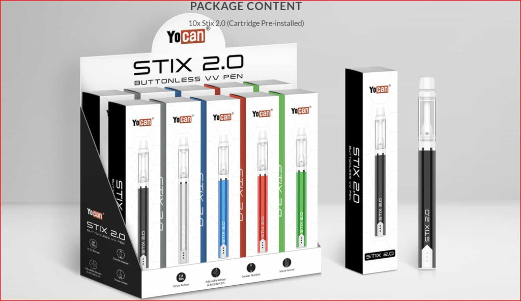 12 Yocan Stix 2.0 Oil Vaporizer Pen What's in the Box