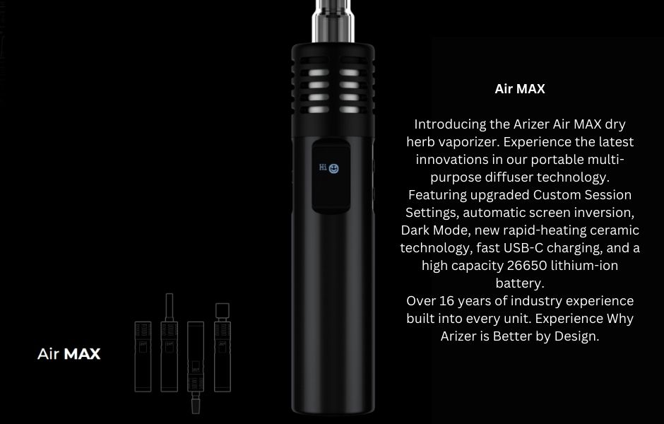 1 Arizer - Air MAX Dry Herb Vaporizer Kit for Mind Vapes Product Introduction and Description