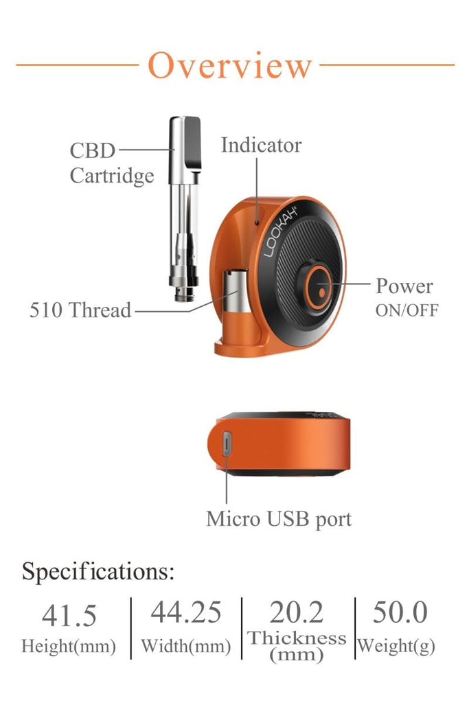 2 Lookah Snail 2.0 Cart Battery on Mind Vapes Exploded View