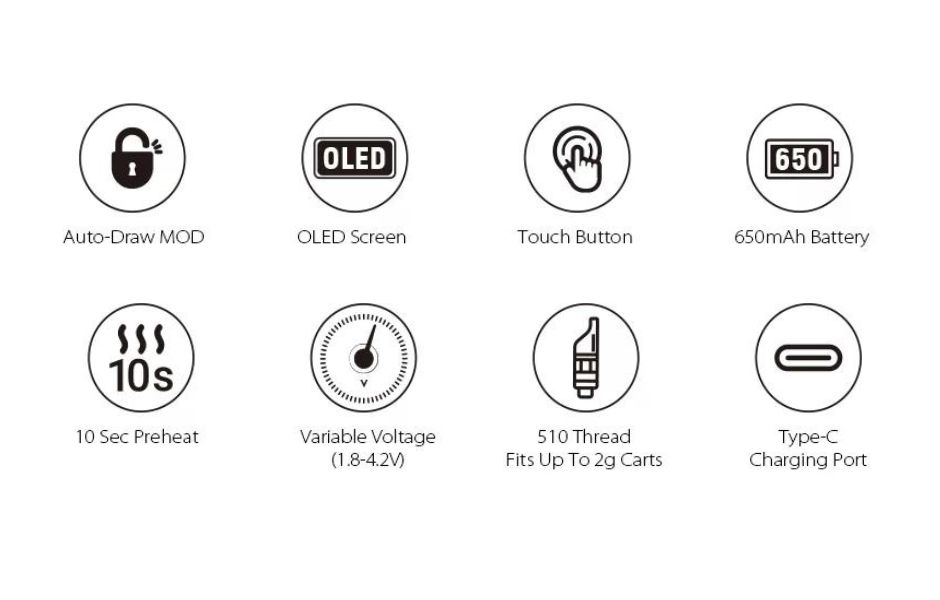 2 Yocan ZIVA PRO 510 Cart Battery on Mind Vapes Main Features