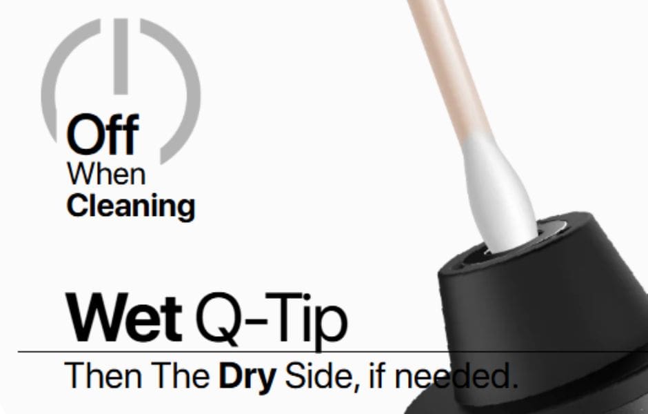 How to Clean the Yocan Black Heat Vision Use wet Q-Tip