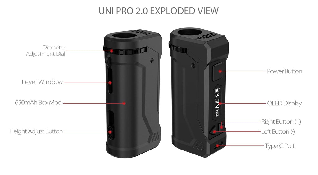 2 Yocan UNI PRO 2.0 Cart Pen510 Thread Battery for Mind Vapes Parts