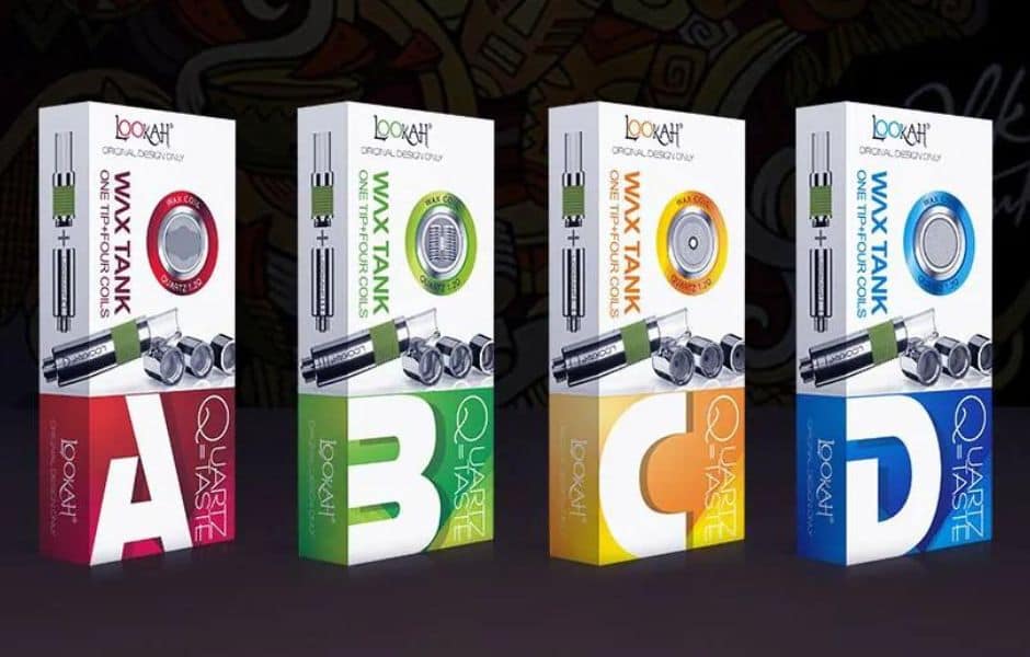 3 Lookah Quartz 510 Carts (4 Pack) on Mind Vapes Variants and Box