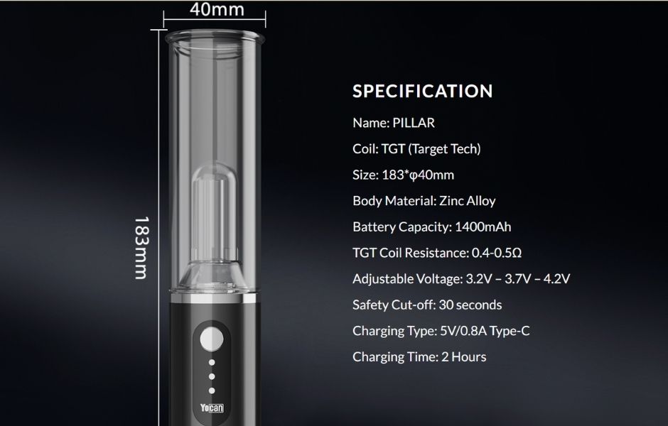 4 Yocan Pillar Mini e-Rig for Mind Vapes Other Specifications