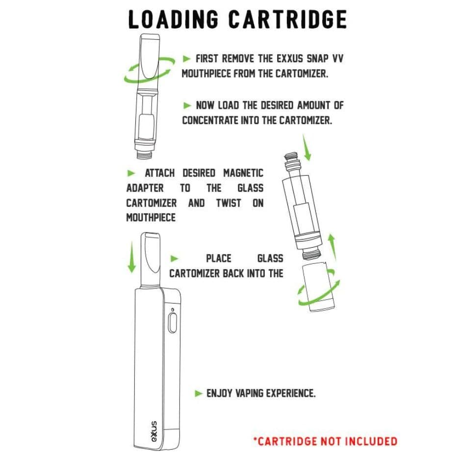 5 Exxus Vape - SNAP Magnetic Thread Battery on Mind Vapes How to Load Cartridge