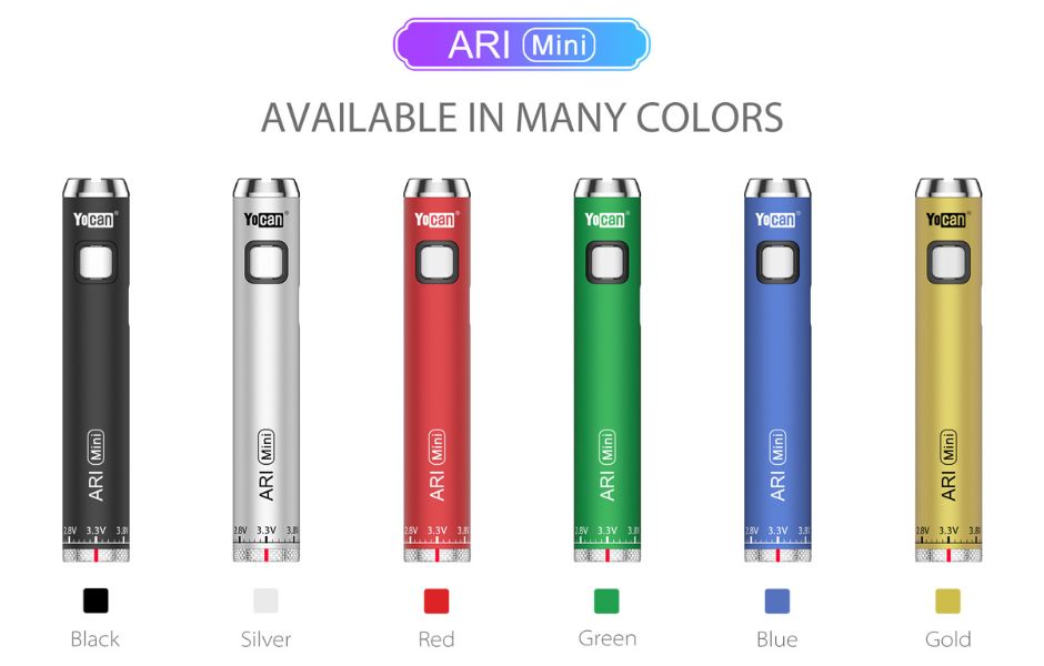 6 Yocan ARI 510 Cart Pen (ARI Basic, ARI+ Plus, ARI Slim, ARI Mini) On Mind Vapes Colors of Yocan Ari Plus