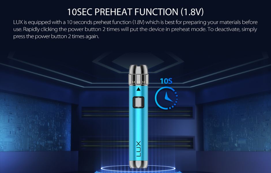 6 Yocan Lux Cart Pen Battery (New Wulf Mods Colors) New Items for Lux Series for Mind Vapes 10 Seconds Preheat Function