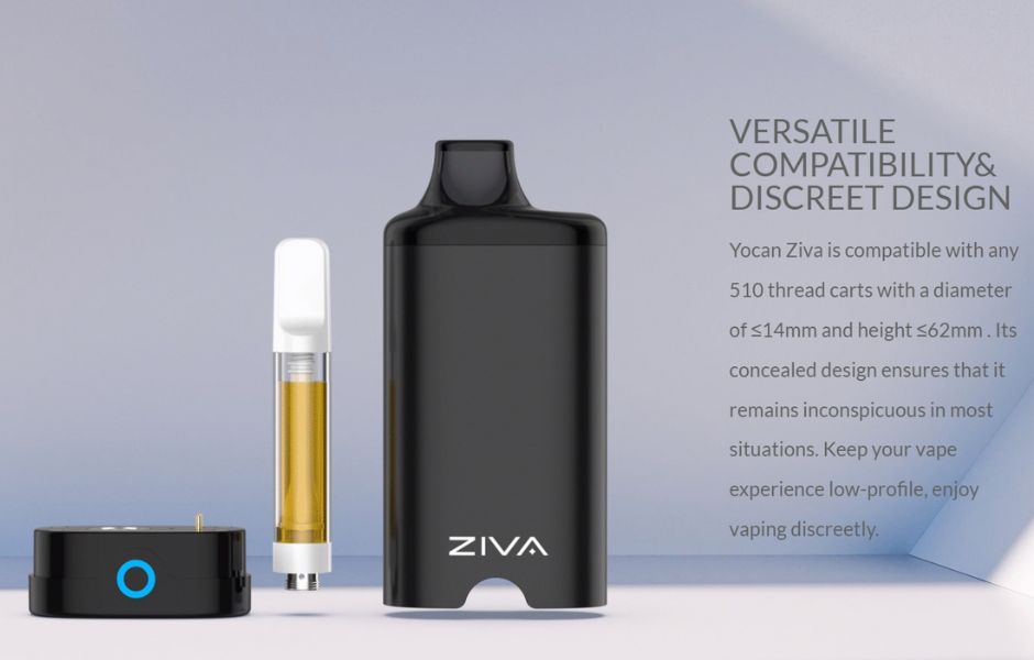 6 Yocan Ziva Smart 510 Thread Battery on Mind Vapes Discreet and Minimalistic Design