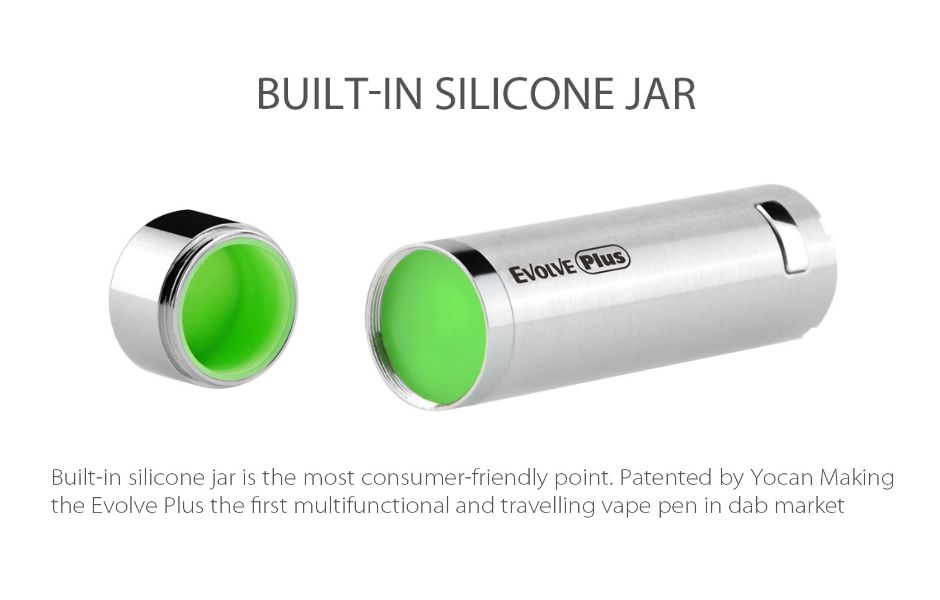 7 Yocan Evolve Plus Dab Vape Pen on Mind Vapes Silicone Jar Inside