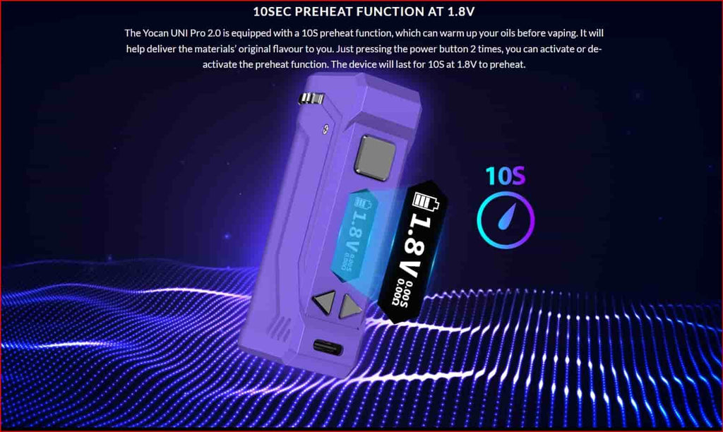 7 Yocan UNI PRO 2.0 Cart Pen510 Thread Battery for Mind Vapes Preheat Function
