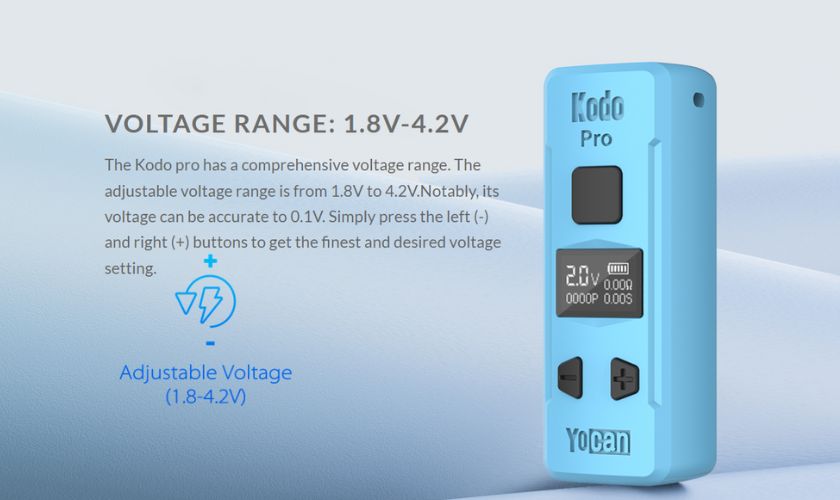 8 Yocan - Kodo PRO Cart Battery for Mind Vapes Comprehensive Voltage Range