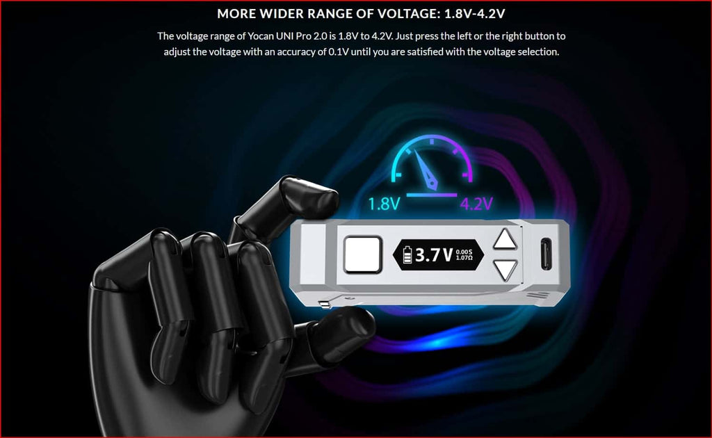 8 Yocan UNI PRO 2.0 Cart Pen510 Thread Battery for Mind Vapes Voltage Levels