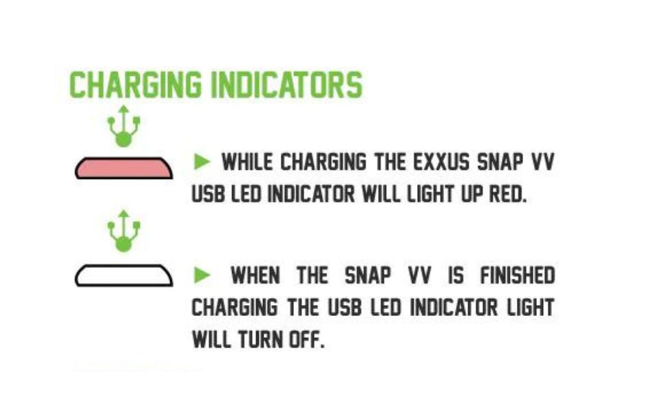 9 Exxus Vape - SNAP Magnetic Thread Battery on Mind Vapes Charging Indicators