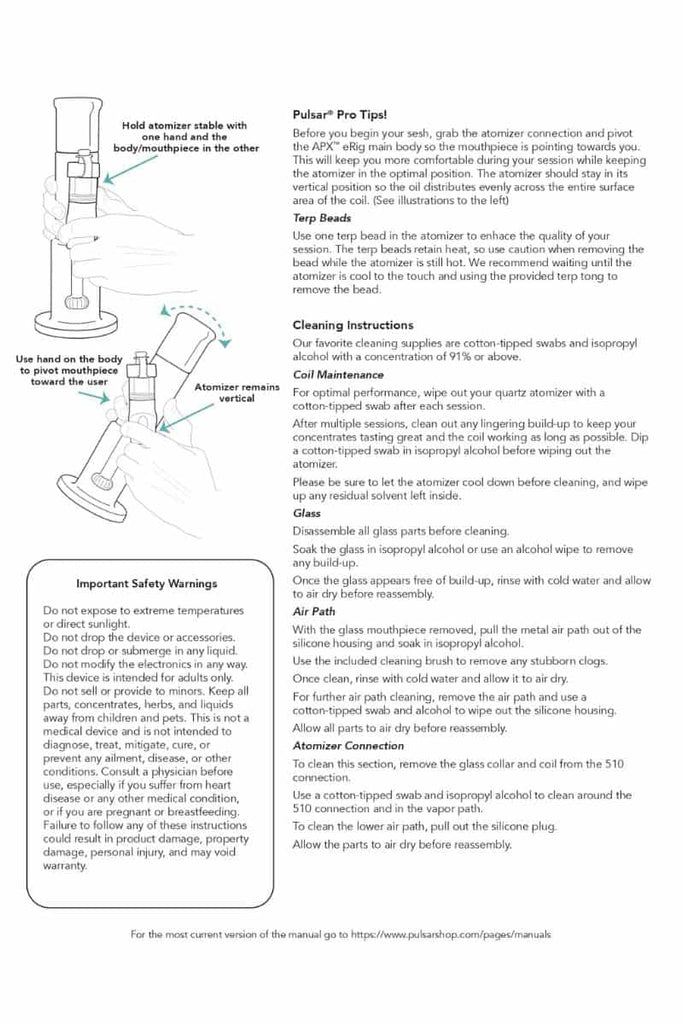 Pulsar APX ERig on Mind Vapes User Manual Page 2