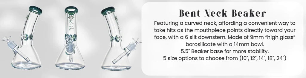 The Kind Glass 9mm Clear Glass with Bent Neck Beaker Bong on Mind Vapes Effortless To Use and Durable for Lifetime Use