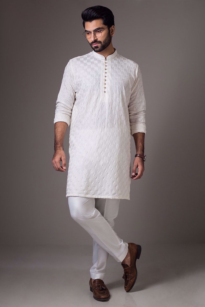 footwear with white kurta pajama