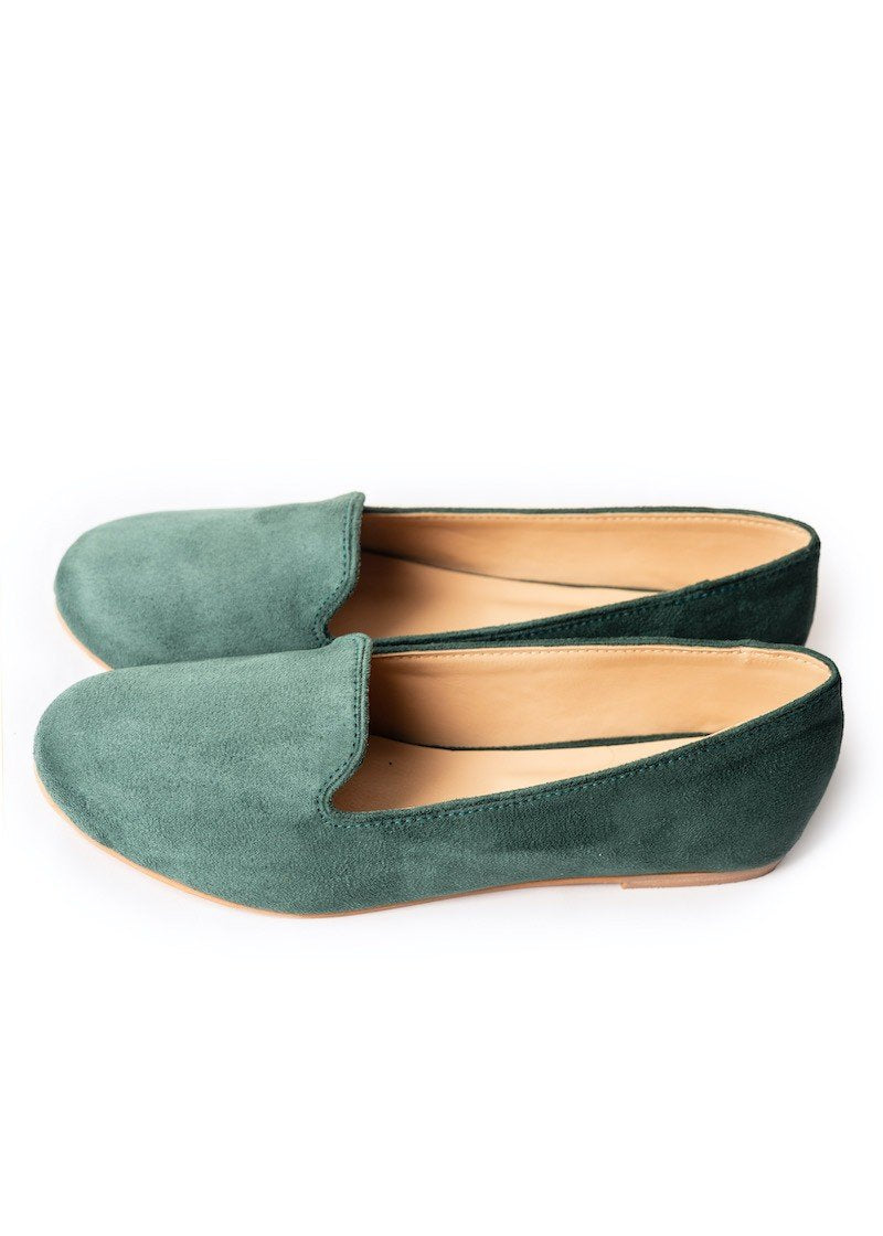 forest green ballet flats