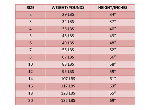 Jill size chart