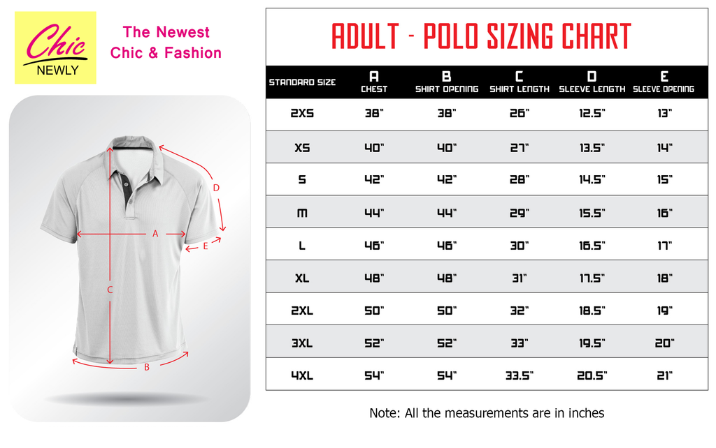Polo Size Chart Men's
