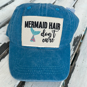 Mermaid Hair Don't Care Hat in Bright Blue