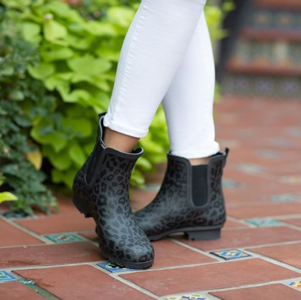 leopard chelsea rain boots