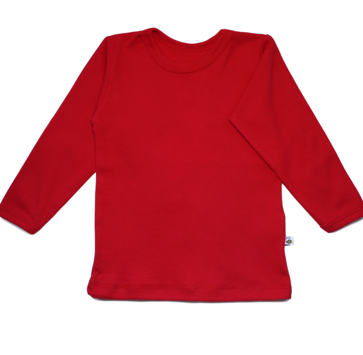 bright red long sleeve shirt