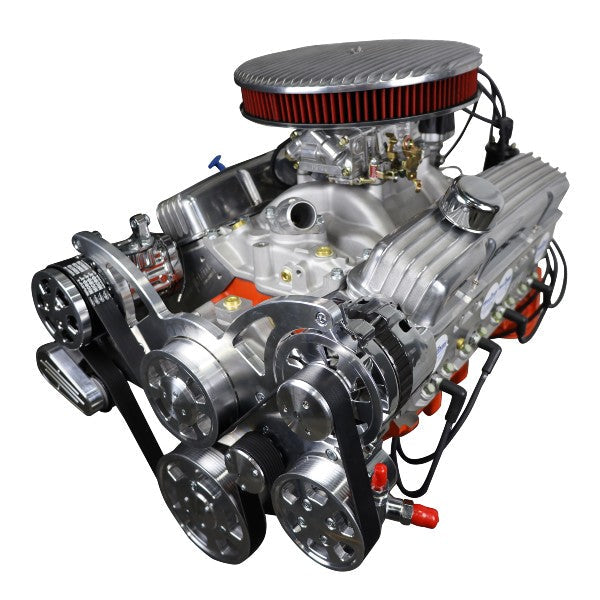 GM Small Block Compatible 383 c.i. Low Profile Engine - 436 Horsepower - Deluxe Dressed with Polished Pulley Kit - Carbureted - BluePrint Engines product image