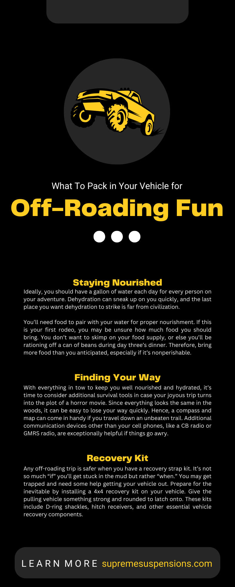 What To Pack in Your Vehicle for Off-Roading Fun