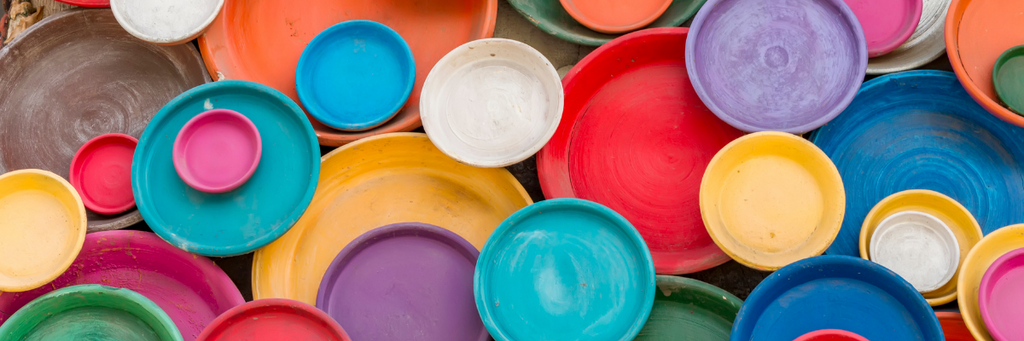 clay bowls colored with mica powder