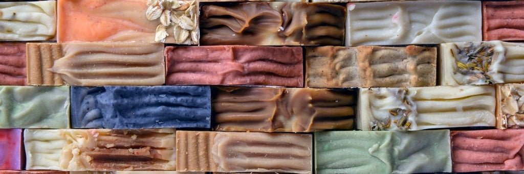 handmade soap colored with mica powder