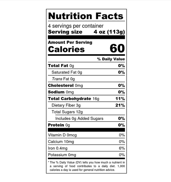 Organic, regeneratively farmed Puree -  Apple+Cherry Sauce Nutritional Facts