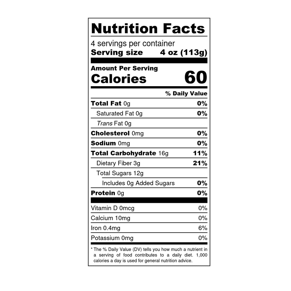 Organic Regeneratively Farmed® Apple + Cinnamon Sauce - 4 cups (4oz) Nutritional Facts