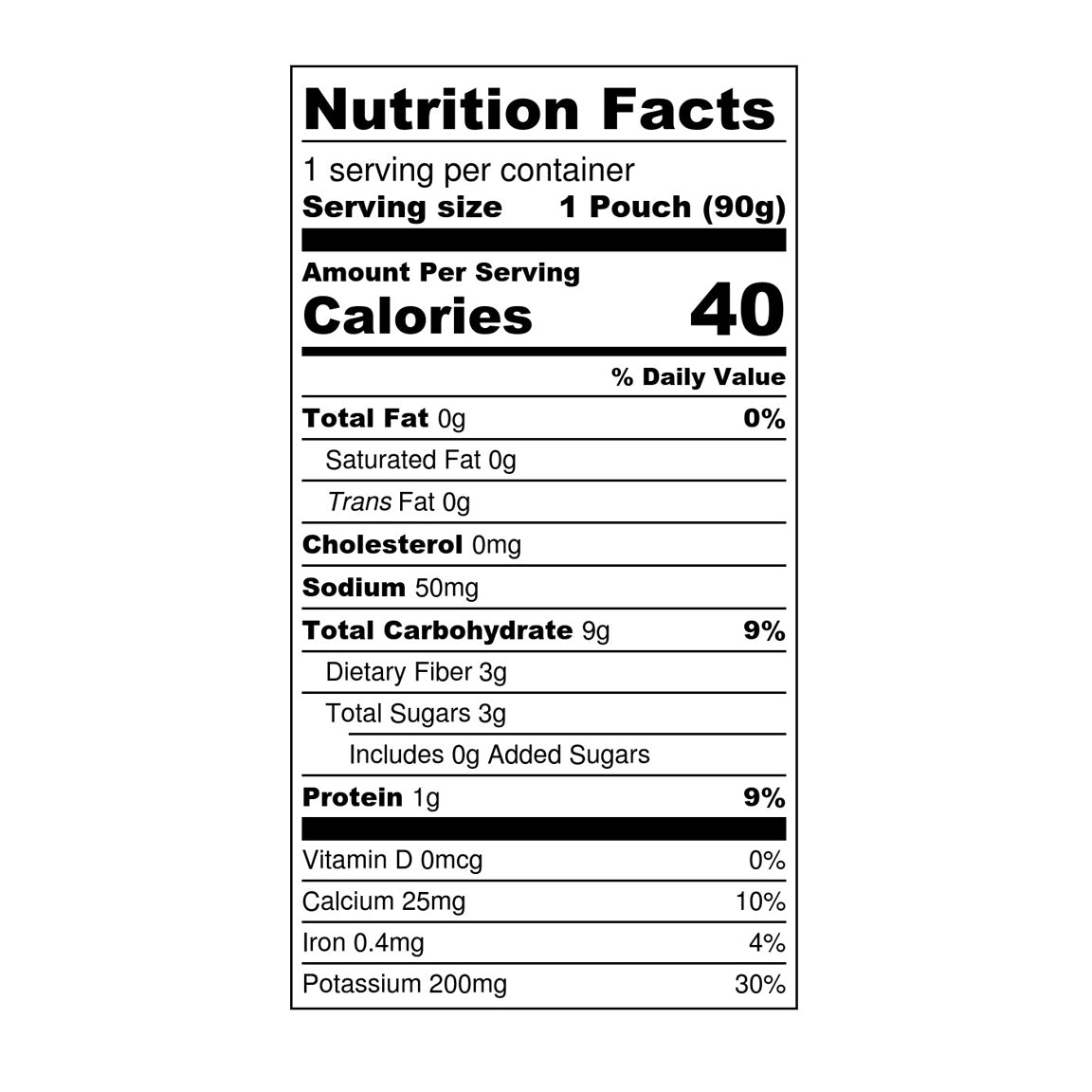 Organic, regeneratively farmed Puree - Carrot + Sweet Potato + Pea Nutritional Facts