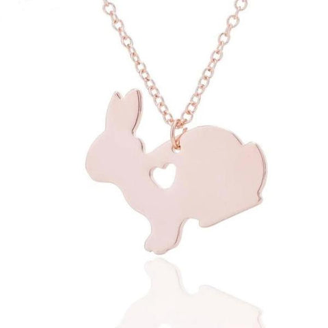 Rabbit or bunny necklace for women or girls - Rose Gold