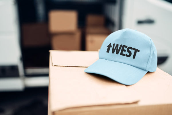 An Up West Classic Dad Hat, waiting to be shipped.