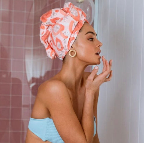 RIVA Hair Towel Wrap in Peach Papaya