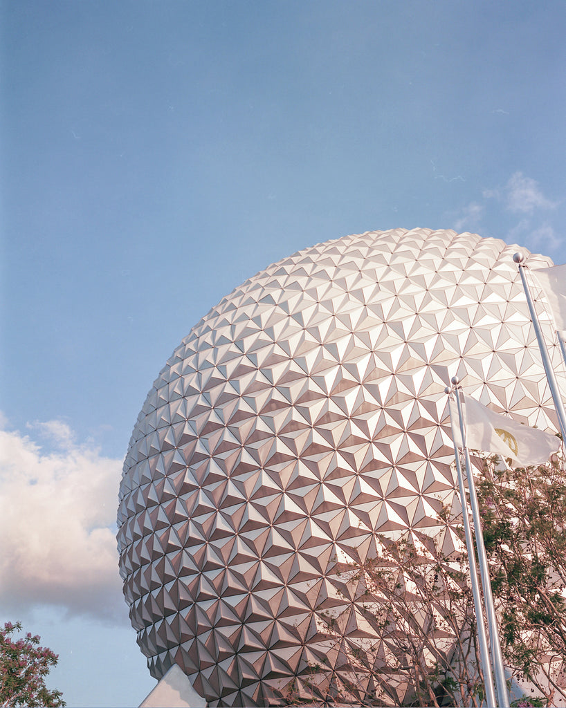 Epcot Spaceship Earth on 120 film Portra 400, shot on Mamiya 7 medium format Camera.