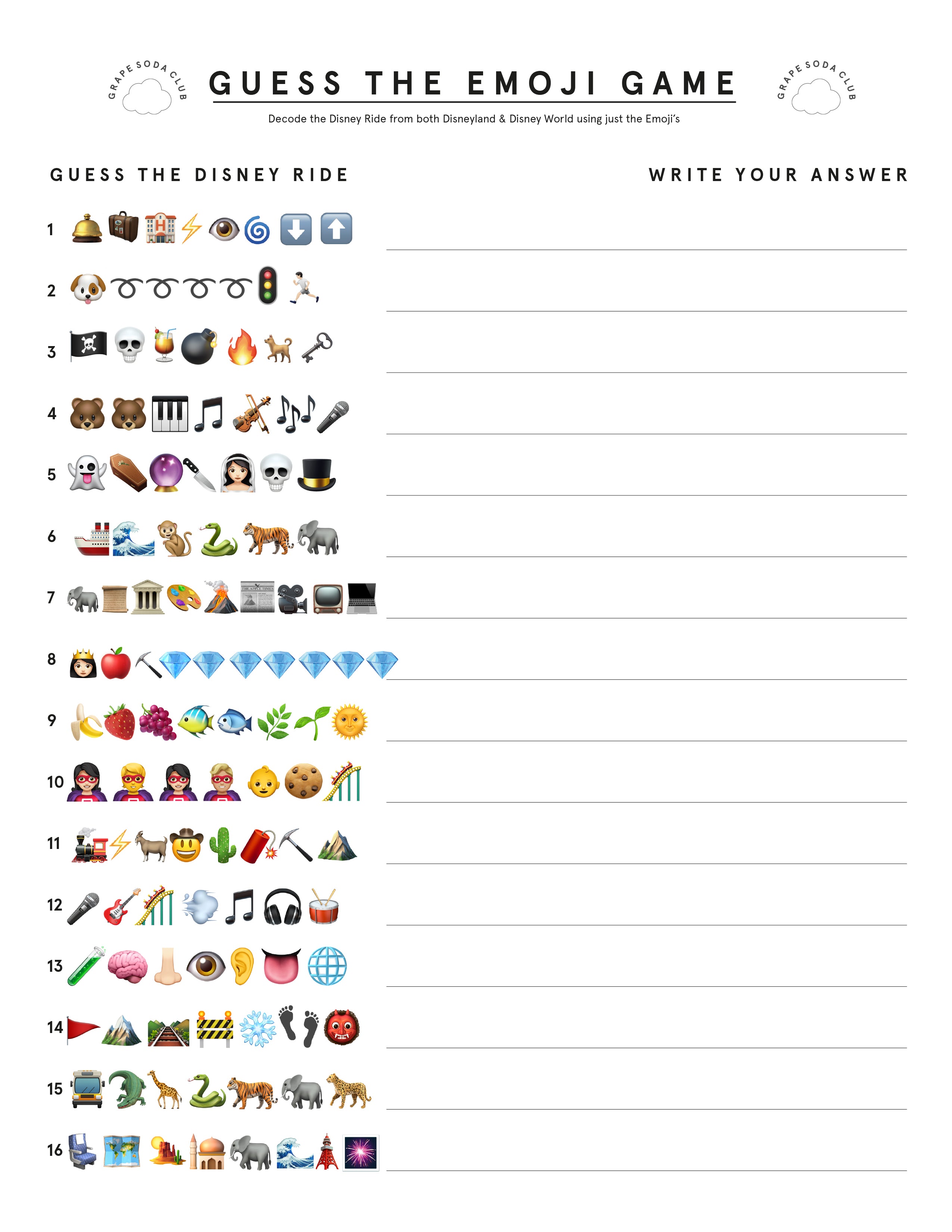 Guess The Emoji Game Printable