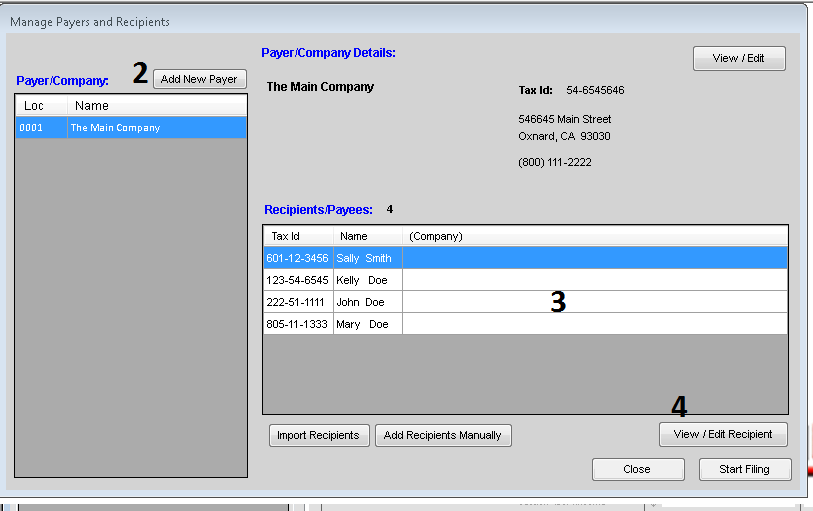 Editing recipients in TFP software