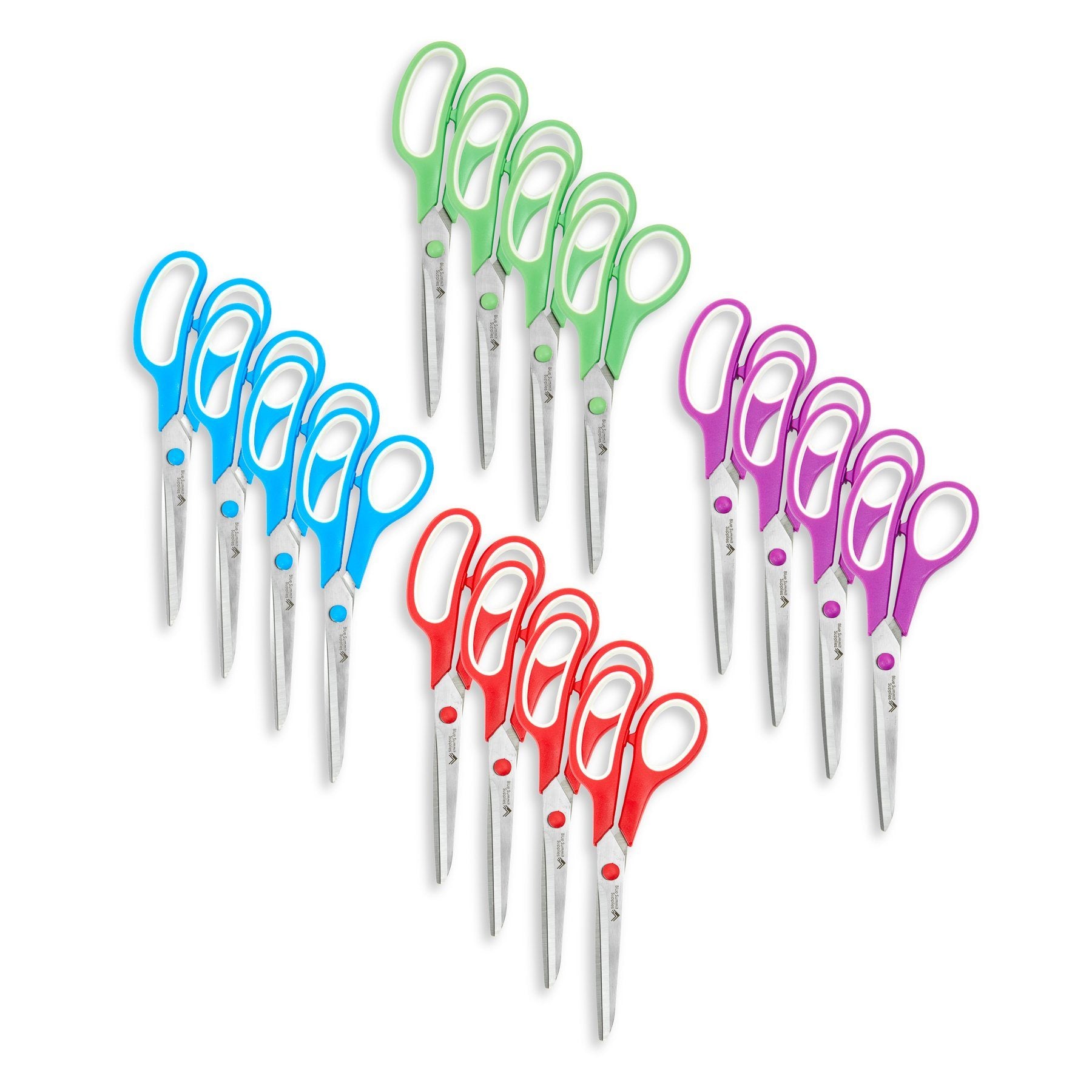 Stainless Steel Scissors, Assorted Colors, 16 Pack - Blue Summit Supplies