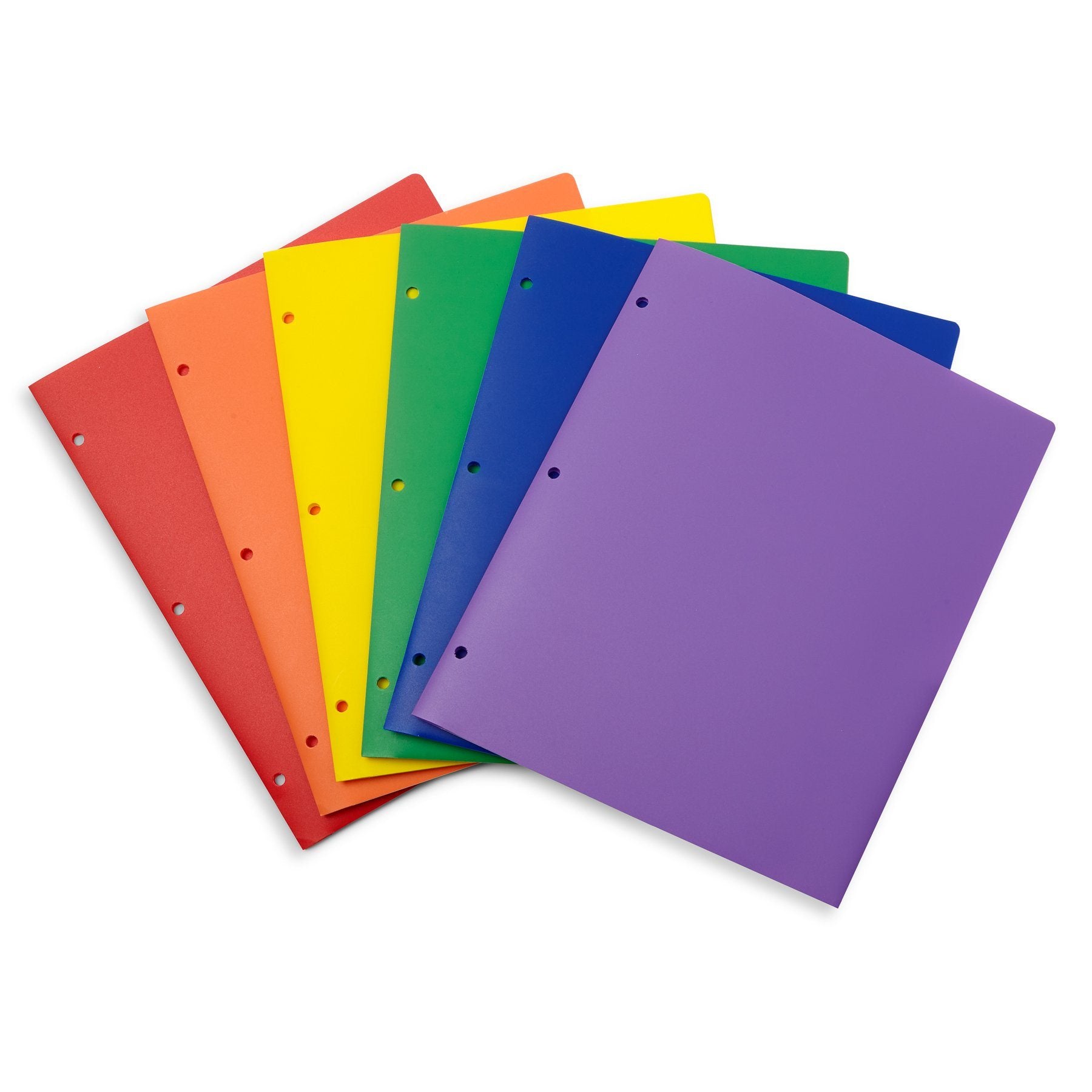  Plastic  Two Pocket Folders  3 Hole Punched Assorted 