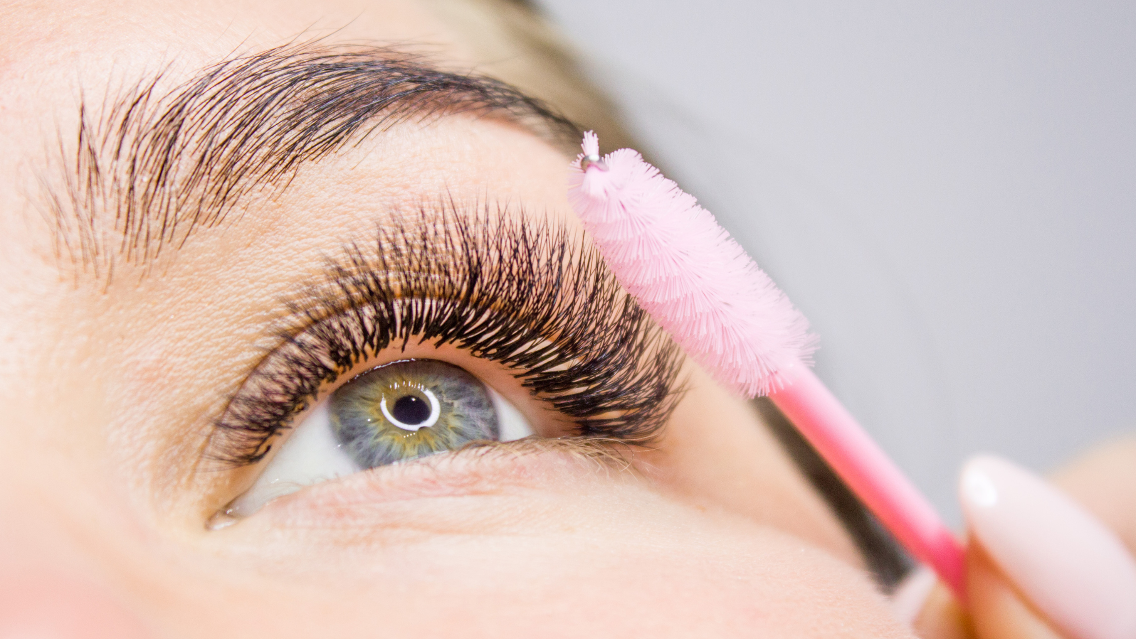 Close-up of woman’s face with natural-looking eyelash extensions