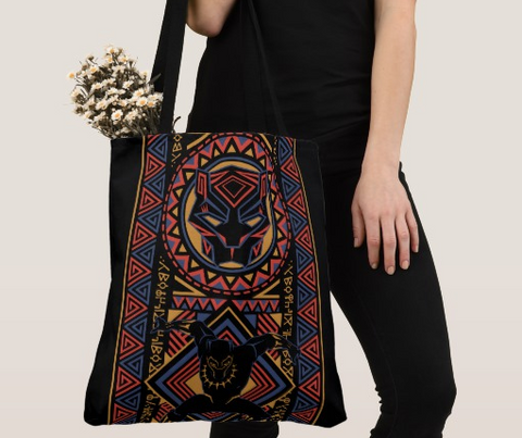 black panther african print tote bag purse