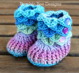 Crochet Crocodile Stitch Baby Booties 