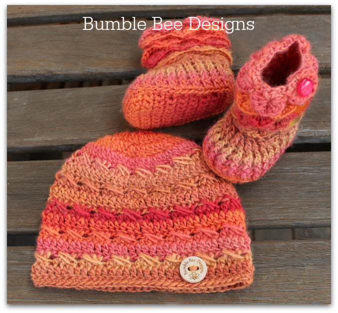 baby booties and hat