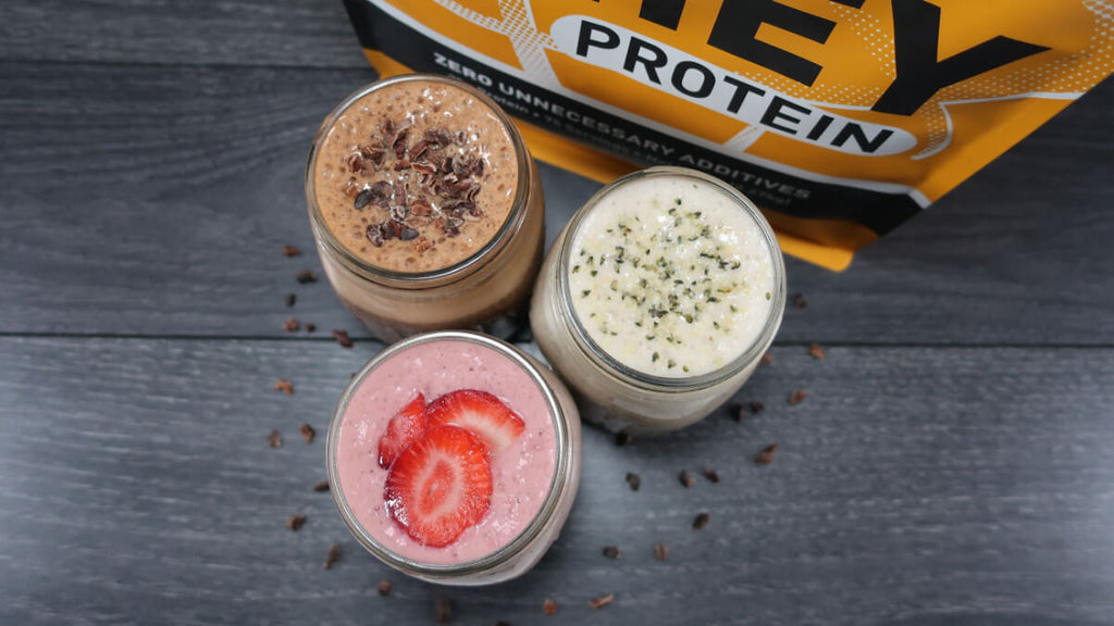 Make any flavor protein shake smoothie or drink with unflavored unsweetened whey
