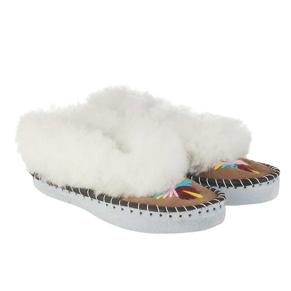 embroidered sheepskin moccasin slippers