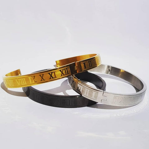 Buy Roman Numerals Bangle Bracelet With Your Date Special Numbers Bracelet  in Sterling Silver, Yellow Gold or Rose Gold for Woman Online in India -  Etsy